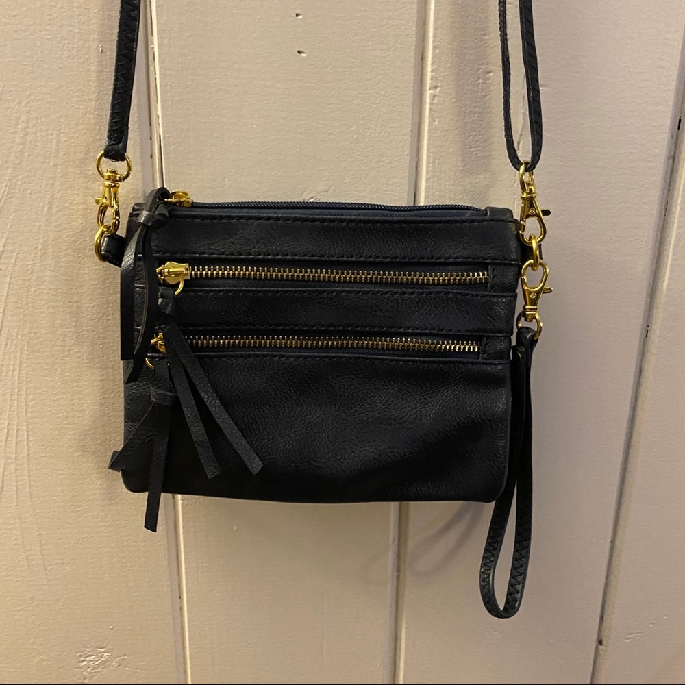Crossbody bag Blue faux Leather Wristlet new